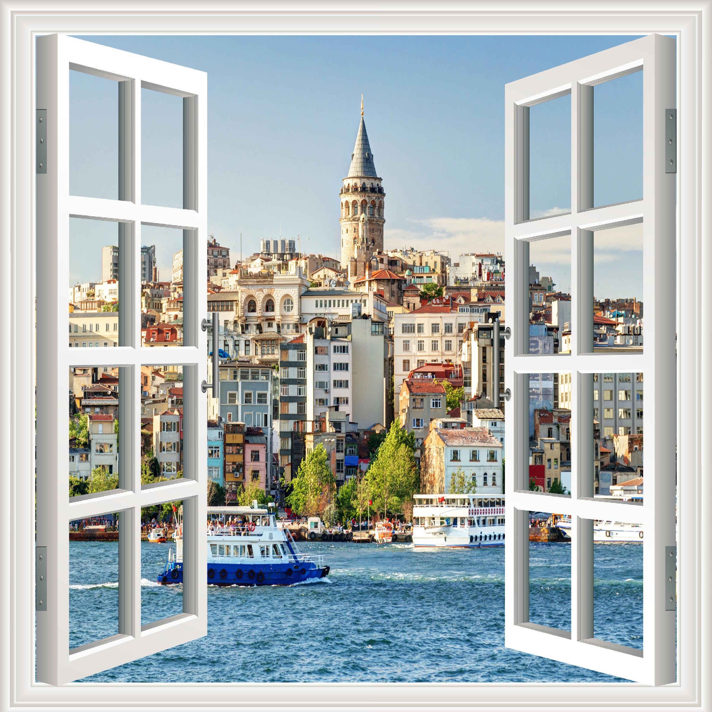 Pencere%20Poster%20Duvar%20Kağıdı%20Galata%20Kulesi%20Yapışkanlı%20Sticker