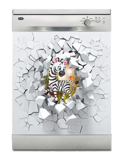 Bulaşık Makinesi Sticker Kaplama Beyaz Eşya Kaplama Şirin Zebra