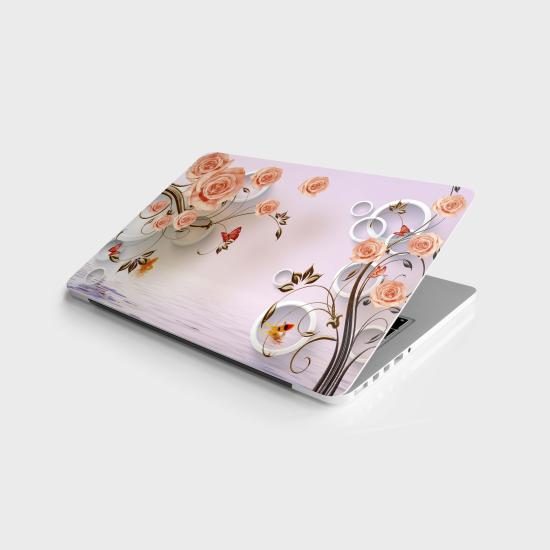 Laptop Sticker Notebook Pc Kaplama Etiketi Pembe Güller