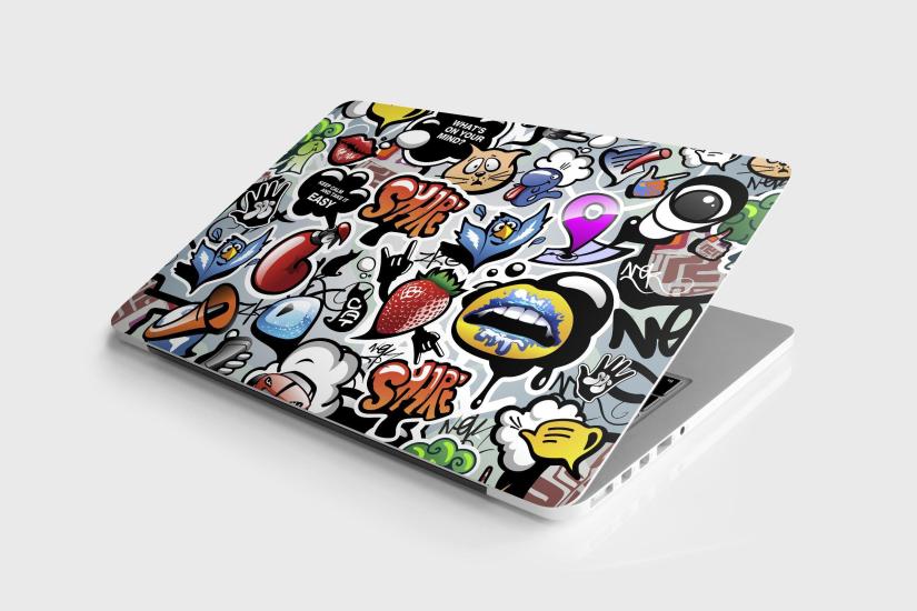 Laptop Sticker Notebook Pc Kaplama Etiketi Sosyal Medya Graffiti