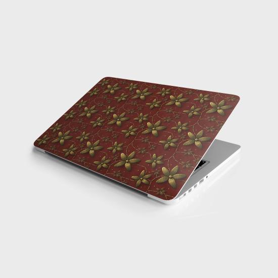 Laptop Sticker Notebook Pc Kaplama Etiketi Altın Çiçekler