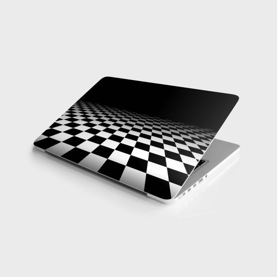 Laptop Sticker Notebook Pc Kaplama Etiketi 3D Siyah Beyaz Kare