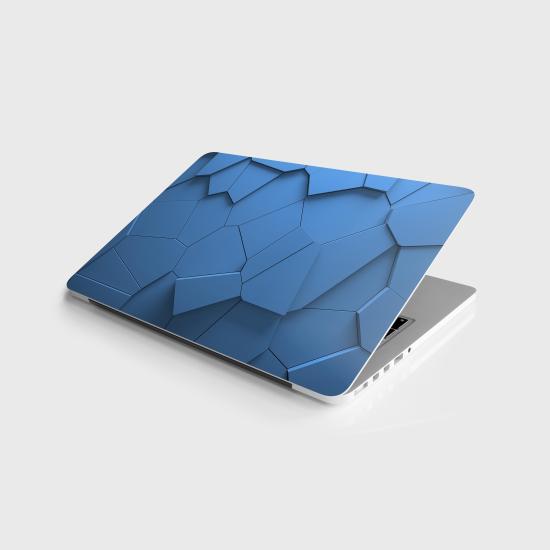 Laptop Sticker Notebook Pc Kaplama Etiketi 3D Mavi Polygonal