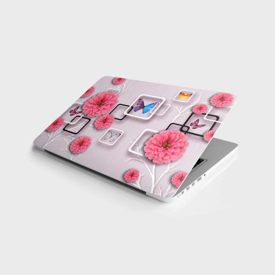 Laptop Sticker Bilgisayar Notebook Pc Kaplama Etiketi 3D Çiçek Kelebek