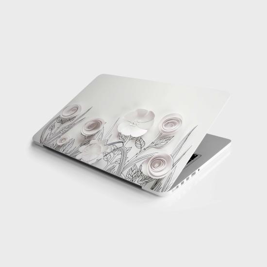 Laptop Sticker Bilgisayar Notebook Pc Kaplama Etiketi 3D Kağıt Çiçekler