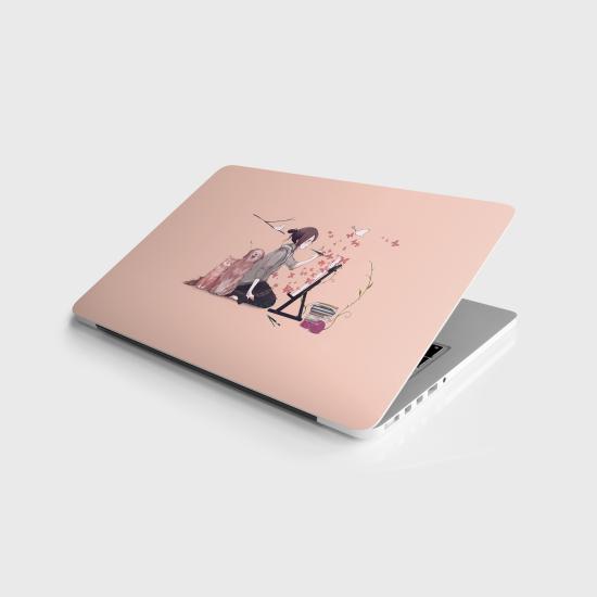 Laptop Sticker Notebook Pc Kaplama Etiketi Uçan Ressam Kız