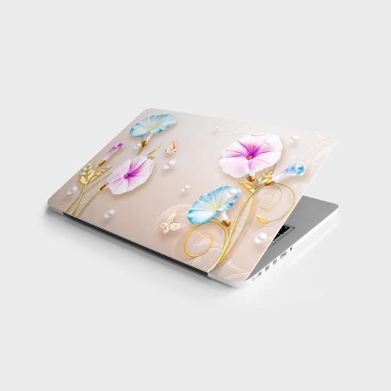 Laptop Sticker Bilgisayar Notebook Pc Kaplama Etiketi 3D Kelebek Çiçek