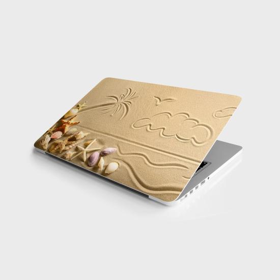 Laptop Sticker Bilgisayar Notebook Pc Kaplama Etiketi Deniz Kabukları Kum