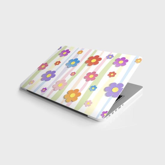 Laptop Sticker Bilgisayar Notebook Pc Kaplama Etiketi 3D Renkli Papatya