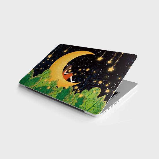 Laptop Sticker Bilgisayar Notebook Pc Kaplama Etiketi Ay Yıldız Kız