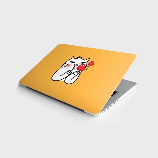 Laptop Sticker Bilgisayar Notebook Pc Kaplama Etiketi Kedi Kalp Öpücüğü