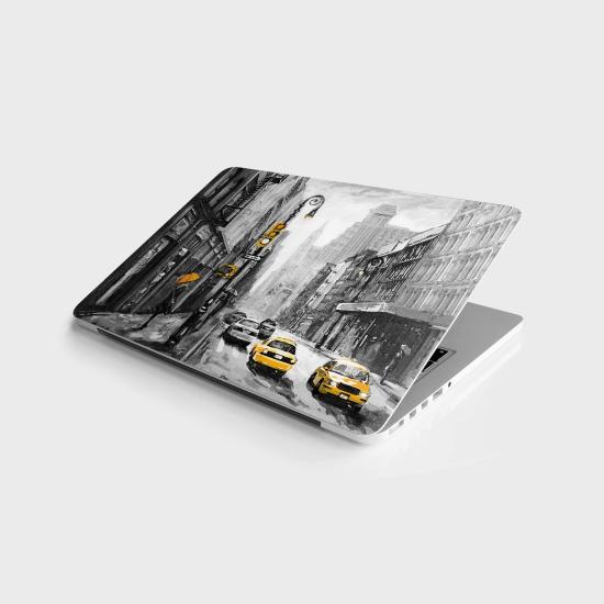 Laptop Sticker Bilgisayar Notebook Pc Kaplama Etiketi Newyork Sokak Yağlıboya