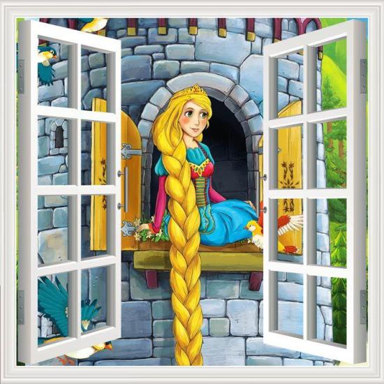 Pencere Poster Duvar Kağıdı Rapunzel Yapışkanlı Sticker