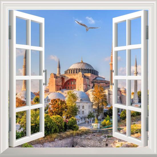 Pencere Poster Duvar Kağıdı Ayasofya Camii Yapışkanlı Sticker