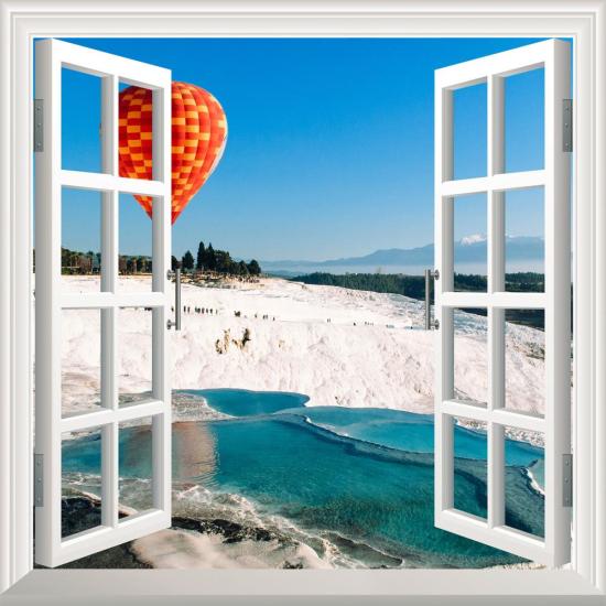 Pencere Poster Duvar Kağıdı Pamukkale Yapışkanlı Sticker