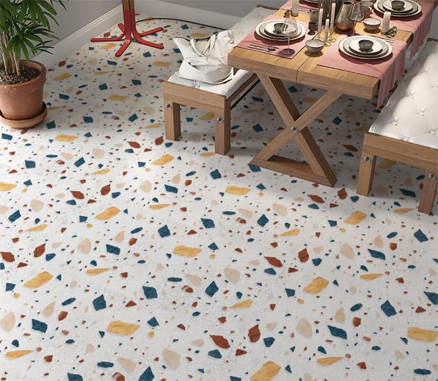 Yer Kaplama Zemin Kaplama Folyosu 65x130 cm Terrazzo Renkli Mermer